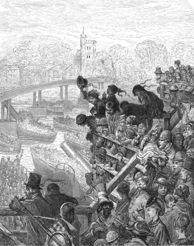 「パットニー橋 - 帰還」、1872 年。 作： Gustave Dore