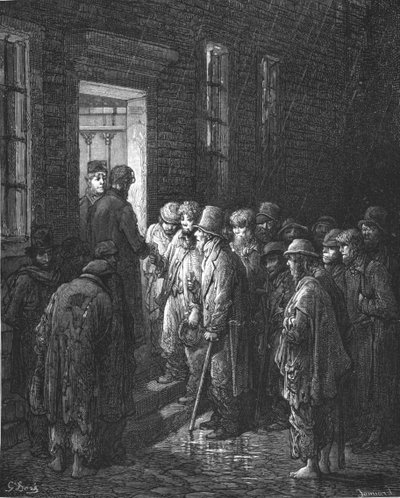 「避難 - 入学許可の申請」、1872 年。 作： Gustave Dore