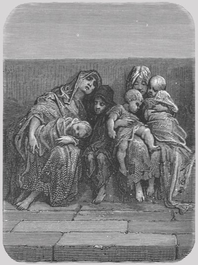 「橋の上で休む」、1872年。 作： Gustave Dore