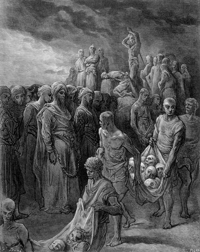 リシャールは報復のため、捕虜を処刑した-ギュスターヴ・ドレの版画 作： Gustave Dore