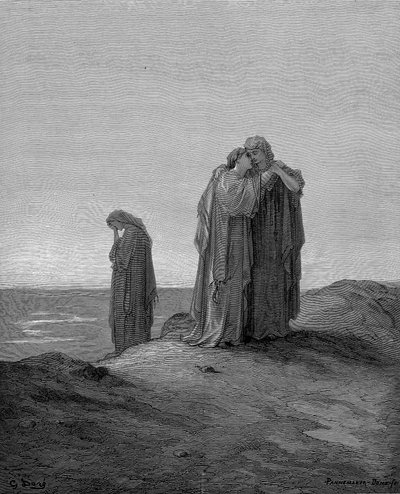義母のナオミを抱きしめ、彼女と一緒にいることを約束したルース、1866年 作： Gustave Dore
