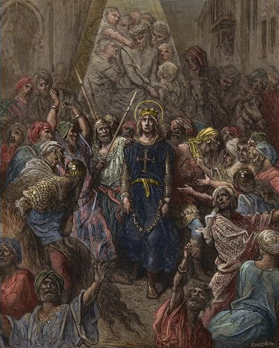 1250年の第7回十字軍遠征中にマンスーラで捕虜となったサン・ルイ - エジプトで捕虜となったルイ9世（1214-70） - ギュスターヴ・ドーアの彫刻 - ジョセフ・フランソワ・ミショーの「十字軍の歴史」より 作： Gustave Dore