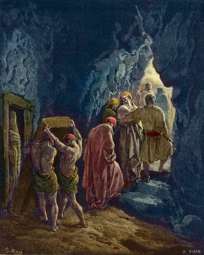 サラの死は127歳 - アブラハムの妻サラの埋葬 - - ギュスターヴ・ドーアの彫刻 - 後の彩色 作： Gustave Dore