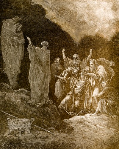 ドレの「サウルと霊媒・エンドールの魔女」。- 聖書 作： Gustave Dore
