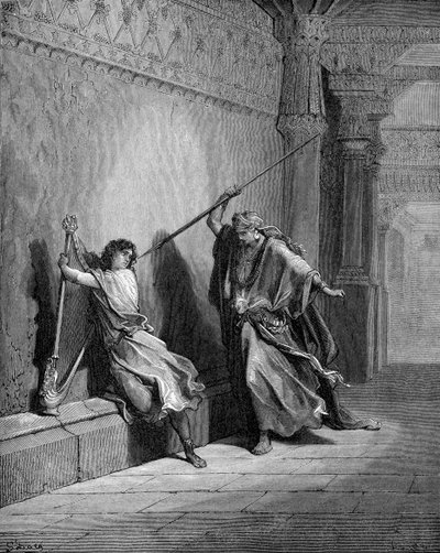 ダビデを殺そうとするサウル 作： Gustave Dore