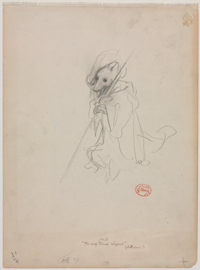 「狼になった羊飼い」のスケッチ（直筆） 作： Gustave Dore