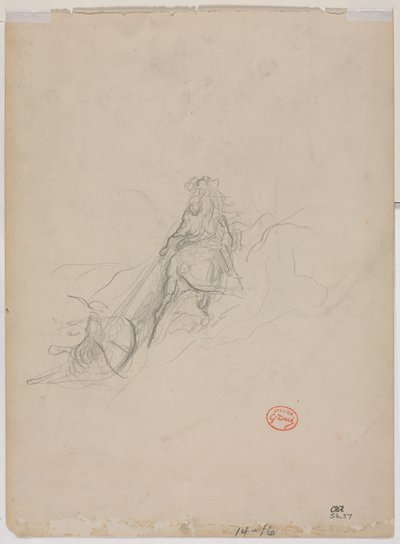 狩猟シーンのスケッチ（裏面） 作： Gustave Dore