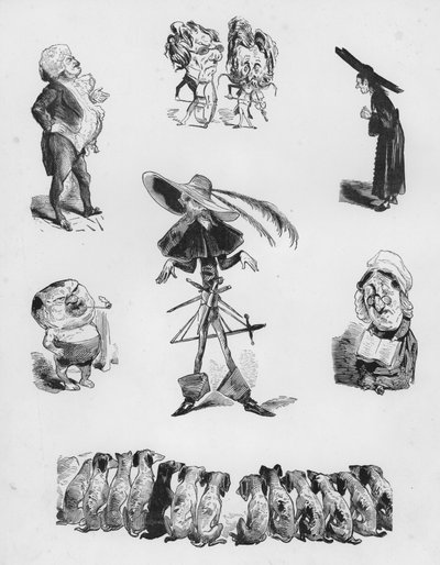 ギュスターヴ・ドーアのユーモラスでグロテスクなスケッチ(彫刻) 作： Gustave Dore