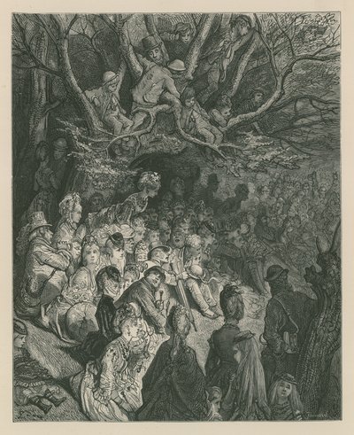 川岸からのボートレースを見ている観客 作： Gustave Dore