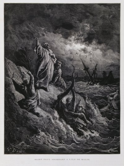 マルタ島に上陸する聖パウロ（ドーレ聖書より 作： Gustave Dore
