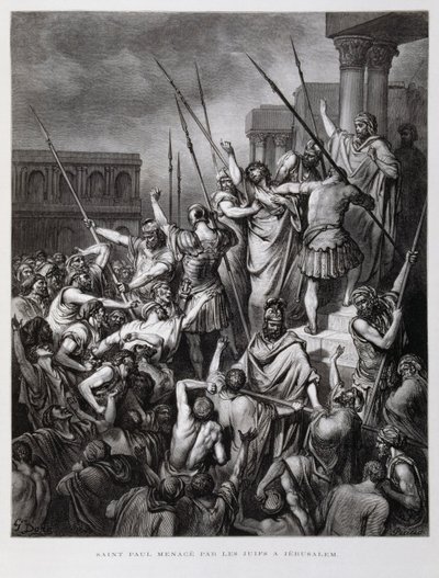 エルサレムのユダヤ人に襲われた聖パウロ（ドーレ聖書より 作： Gustave Dore