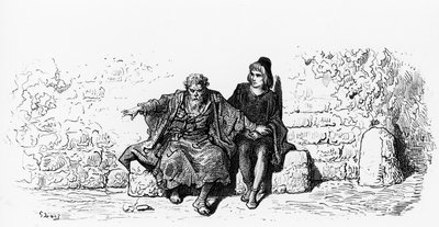 エンシェントマリナーと結婚式のゲストの最初のページ「The Rime of the Ancient Mariner」、ST Coleridge著、Herper und Sons、ニューヨーク、1876年発行（木製彫刻） 作： Gustave Dore
