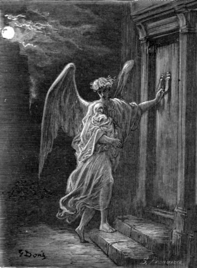 「天使と孤児」、1872 年。 作： Gustave Dore