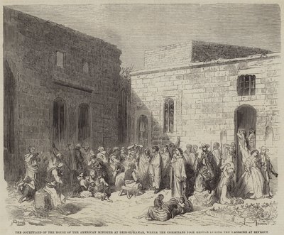クリスチャンが行ったディールエルカマルのアメリカ大臣邸の中庭 作： Gustave Dore
