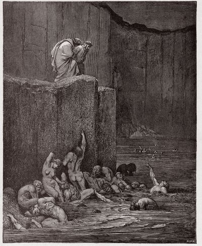 ダンテ・アリギエリ（1265-1321）作『神曲』第18番「インフェルノ」-ギュスターヴ・ドーア（1832-1883）絵 作： Gustave Dore