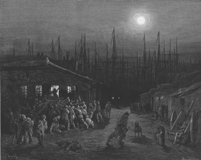 「ドック - 夜景」、1872 年。 作： Gustave Dore