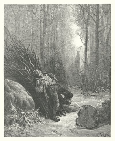 ラ・フォンテーヌの寓話死と木こり（エングレーヴィング） 作： Gustave Dore