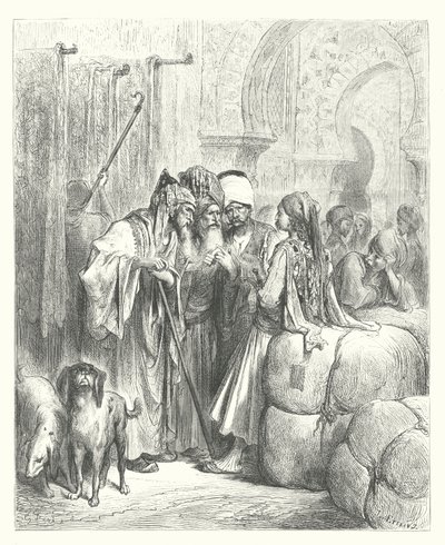 ラ・フォンテーヌの寓話：バショウと商人（エングレーヴィング） 作： Gustave Dore