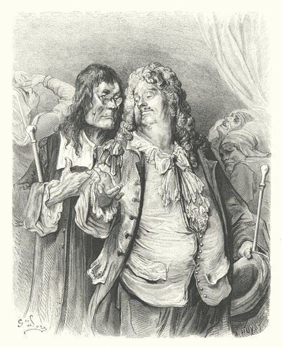 ラ・フォンテーヌの寓話博士たち（エングレーヴィング） 作： Gustave Dore