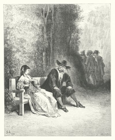 ラ・フォンテーヌの寓話乙女（エングレーヴィング） 作： Gustave Dore
