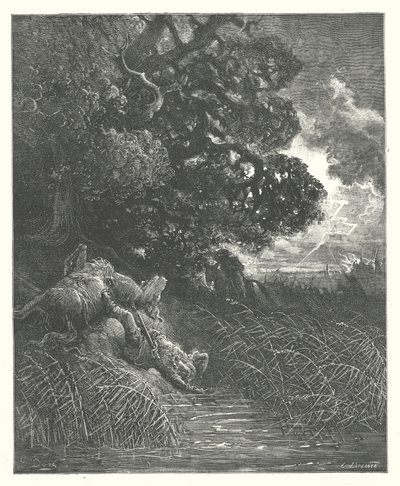 ラ・フォンテーヌの寓話樫と葦（エングレーヴィング） 作： Gustave Dore