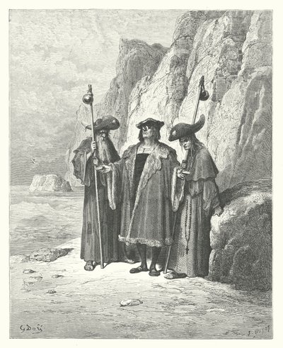 ラ・フォンテーヌの寓話：カキとその主張者たち（エングレーヴィング） 作： Gustave Dore