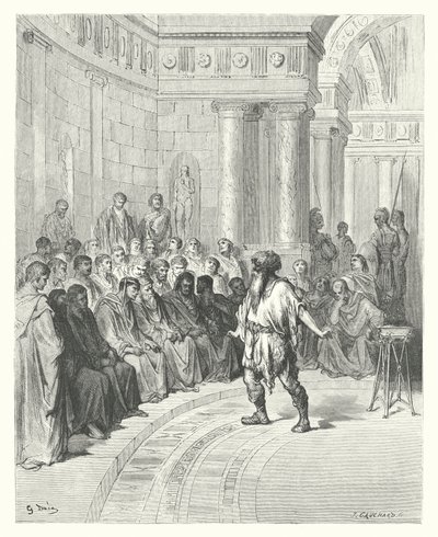 ラ・フォンテーヌの寓話：ドナウの農夫（エングレーヴィング） 作： Gustave Dore