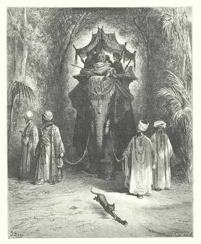 ラ・フォンテーヌの寓話ネズミと象（エングレーヴィング） 作： Gustave Dore