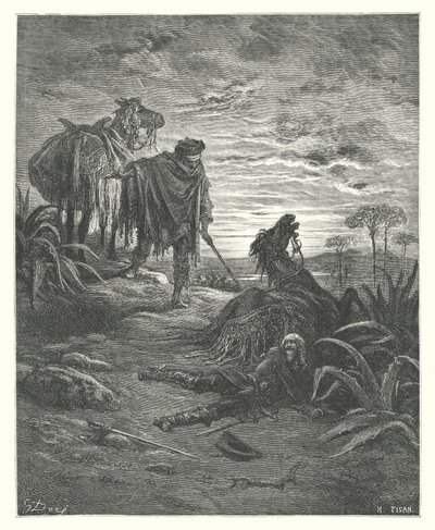 ラ・フォンテーヌの寓話二匹のラバ（エングレーヴィング） 作： Gustave Dore