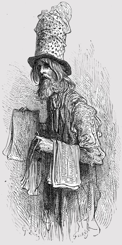 「ハエの紙商人」、1872年。 作： Gustave Dore