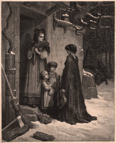 グラスホッパーとアリ、ジャンドラフォンテーヌの寓話のイラスト 作： Gustave Dore