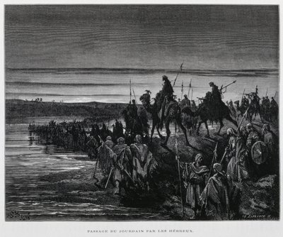 ヘブライ諸部族がヨルダン川を越えてカナンに入る（ドーレ聖書より 作： Gustave Dore