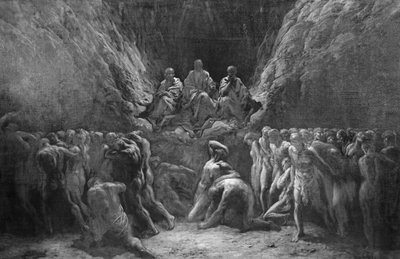 地獄、ミノス、ハーデス、ラダマンサスの3人の裁判官としても知られる最後の審判 作： Gustave Dore