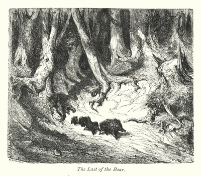 イノシシの最後（エングレーヴィング） 作： Gustave Dore