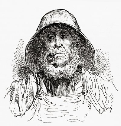 ギュスターヴ・ドーレの素描による「マルセイユの船乗り」。ギュスターヴ・ドールの生涯と回想』（1885年刊）より。 作： Gustave Dore