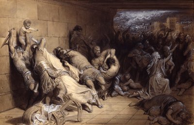 イノセントの大虐殺、1870年頃（ペンとインク、紙の上に白で水増し） 作： Gustave Dore