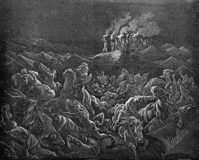 ミディアン人の飛行開始-聖書 作： Gustave Dore