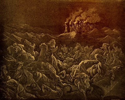 ドレが描いたミディアンの民の逃走 - 聖書 作： Gustave Dore
