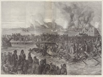 セバストポルの包囲、南から北側へのロシア人の後退 作： Gustave Dore