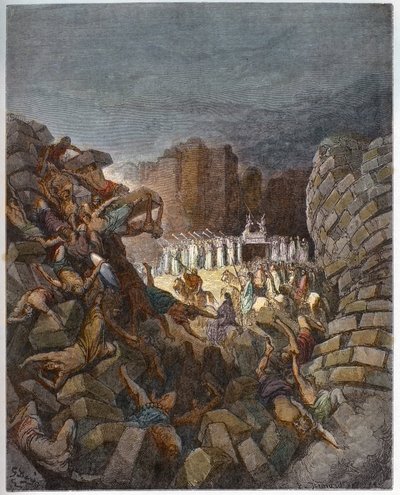 エリコの城壁の崩壊 - エリコの城壁の崩壊 - Gustave Dore (1832-1883) による "The Bible illustree" のエングレービング - "The Dore Bible" のエングレービング 作： Gustave Dore