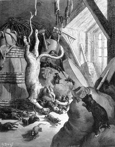 猫と老鼠-ラ・フォンテーヌ作「寓話」（ギュスターヴ・ドレ画）より 作： Gustave Dore