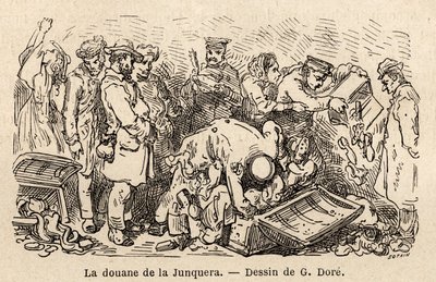 ジュンケラ（カタルーニャ州とジェローナ県の間にある都市）の風習。ギュスターヴ・ドーレ（1832-1883）が1862年にC.ダヴィリエと行ったスペイン旅行の図解として描いたもの。エドゥアール・シャルトン編集の「世界旅行」に掲載されている図版 作： Gustave Dore