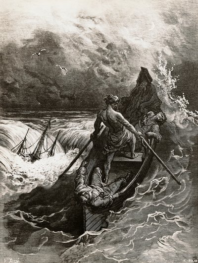 サミュエル・テイラー・コールリッジ（1772-1834）の詩「古代船員物語」より「船員」、ギュスターヴ・ドーア（1832-1883）のイラスト。 作： Gustave Dore