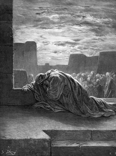 祈る預言者エズラ（ギュスターヴ・ドレ作）。- 聖書 作： Gustave Dore