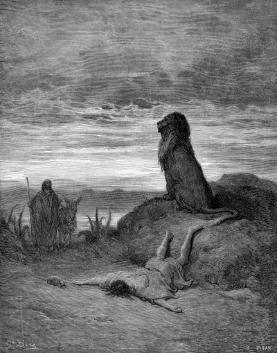 ライオンに殺された預言者 作： Gustave Dore