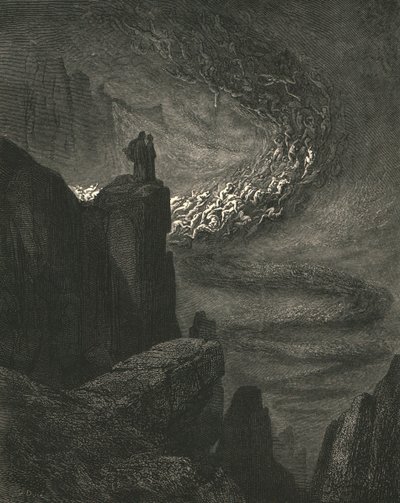 落ち着きのない怒りを伴う嵐の地獄の爆発は、c1890の精神を刺激します。 作： Gustave Dore