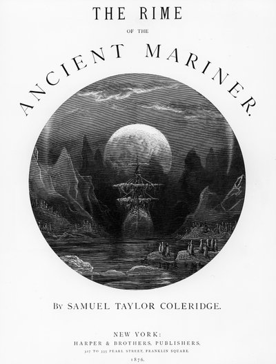 STコールリッジによる「古代マリナーの樹氷」のタイトルページ、ハーパーウントブラザーズ発行、1876年（木製彫刻） 作： ギュスターヴ・ドレ