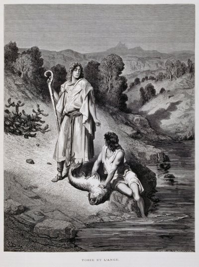 トビアスと天使、ドーレ聖書からの挿絵 作： Gustave Dore