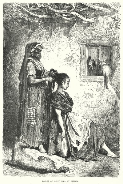 ディーズマのジプシー少女のトイレ（エングレーヴィング） 作： Gustave Dore