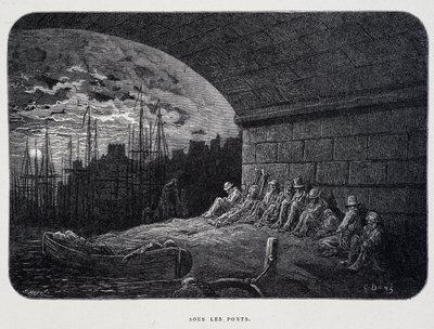 橋の下の浮浪者 -ギュスターヴ・ドレの「ロンドン」にて 作： Gustave Dore